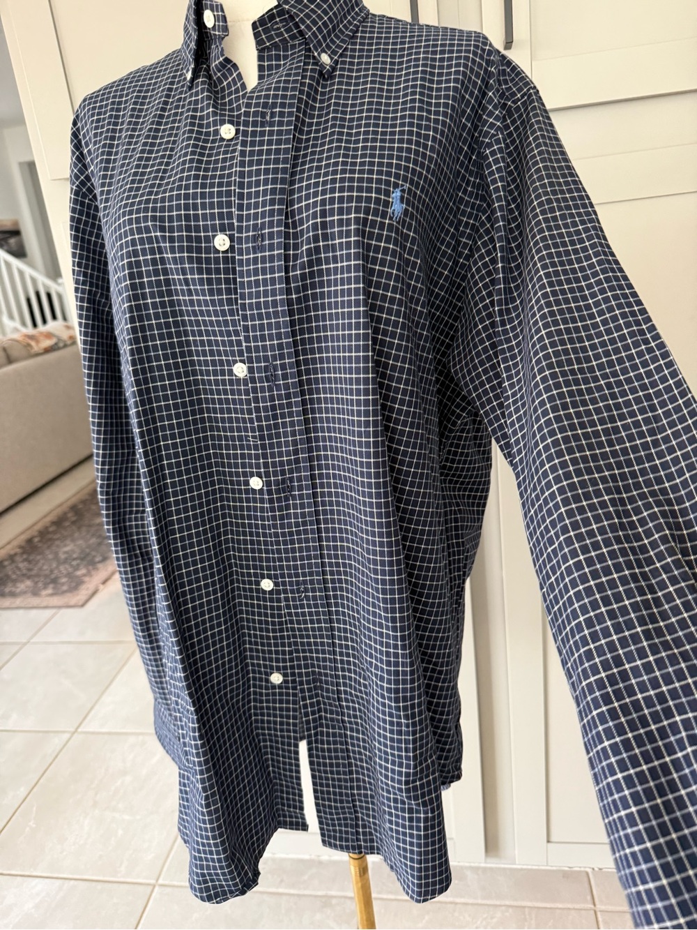 Ralph Lauren Navy & White Windowpane Button-Down Shirt